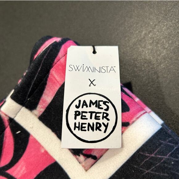 NWT Swiminista x James Peter Henry Beach Towel, Limited Edition, Pink/Black - Picture 5 of 6